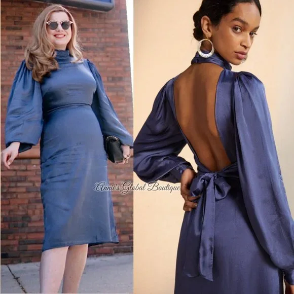 RARE NWT ANTHROPOLOGIE HUTCH Open-Back Midi Dress. Halter Neck. Size 2 - Picture 2 of 16